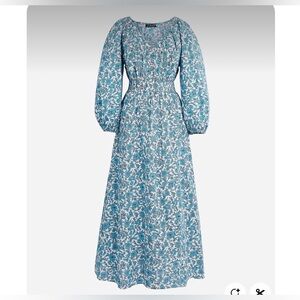 J Crew blue florall cotton dress Large. NWT